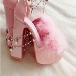 Dolls Kill Sugar Thrillz Pastel Pink Satin Charm Chain Platform Heels Shoes Size 6 Photo 4