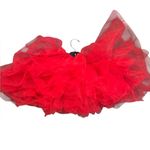 None Vibrant Red Tulle Mini Skirt Size Small Photo 7