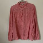 Loft Gingham Check Ruffle Collar Long Sleeve Flannel Top in XL Photo 1