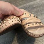 NWT Ivy Kirzhner Tank Studded Slides Cream Gold 7 18K Gold Studded Leather Photo 6