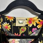VTG AOP‎ Flowers Snap Jacket Cotton Black Floral Lady Bugs Gma Cottage Boho XXL Photo 2