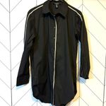 Ellen Tracy  Women’s XS Black White Tuxedo Stripe Long Sleeve Button Down Shirt Photo 1