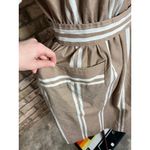 shirt dress 1950s striped pockets tan white patch pockets Size 10 Photo 5