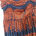 Girls From Savoy Navy Blue & Orange Floral Ruched Layered Dress Women Sz S Photo 4