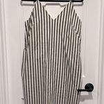 Everlane NWT The Poplin Slip Dress Bone / Black Stripe Size 2 Photo 2