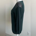 Sandro  emerald green w/leather 100% merino wool Crew Neck Sweater Photo 4