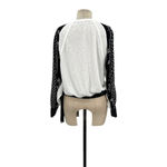Free People  Auxton Long Sleeve‎ Thermal Wrap Top Ivory Black Size Small Photo 7