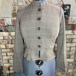 cropped blazer plaid ruffle hem Y2k brown blue Size M Photo 0