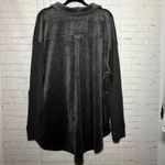 We The Free Free People  Grey Luxe Velour Velvet Henley Shirt Top Boho Size Large Photo 4