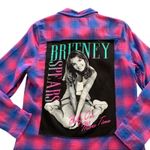 Via Penny Lane Reworked Apparel | Britney Spears Graphic Button Up Flannel Shirt Pink Size M Photo 4