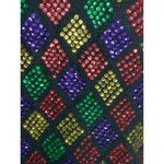 sweater Vintage 1980s sequin diamonds silk ugly christmas red green purple gold Size L Photo 2