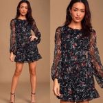 Lulus ✨HP✨Petal to The Metal Black Floral Print Chiffon Mini Dress✨ Photo 1