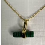 Rachel Zoe NIB 925 Sterling Vermeil Green Malachite Stone T-Bar Necklace Photo 1