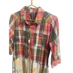 Aratta Silent Journey Plaid Floral Tunic Shirt Dress Boho Prairie Women M Red Size M Photo 3
