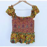 House Of Harlow 1960 Set Maxi Skirt Smocked Tiered Ruffles Yellow Tropical Size M Photo 2