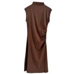 NWT OGL Mockneck Tucks Midi Dress Espresso Brown Ruched Sleeveless Size Large Photo 1