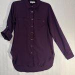 Calvin Klein plum purple roll sleeve hi-lo button down Tunic Office Holiday, S Photo 0