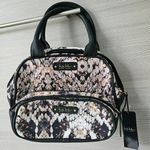 Nicole Miller 2 Bag Cosmetic Toiletry Set Black w Snake Skin NY8015 New W Tag Photo 0