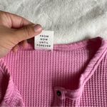 Aerie  Pink Waffle Henley Long Sleeve Size Medium Photo 4