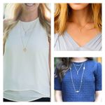 Gorjana Fancy Horn Charm Necklace Duo Layering Long Short Set 18K Gold Plated Photo 7