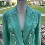 Veronica Beard  Long Sleeve Emsley Cotton And Linen JacketIn Agate Green Photo 4