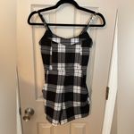 Almost Famous black & white plaid high waisted strappy romper with pockets. Sz S Photo 3