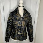 Blanc Noir motion panel camo camouflage down hooded‎ puffer jacket size small Green Photo 2