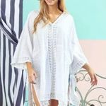 Doe & Rae ✅3/$30✅NWT  White Oversized Embroidered Cotton Swimsuit Cover-Up MED Photo 0