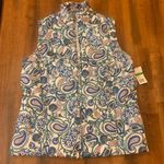 kim rogers Kim Roger’s vest NWT size Large white floral paisley zip up E Core Vest pockets Photo 0