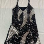 Como Design Sequin Black & Silver Strappy Low Cut Mini Party Dress Size M Size M Photo 1