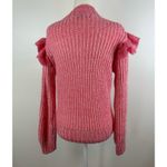 Greylin Womens Ruth Ruffle Shoulder Chunky Knit Sweater in Pink Sz S | Feminine Photo 2