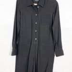 A.P.C. Megan Textured Silk Blend Shirtdress Shirt Dress Military Style Black Size 4 Photo 0