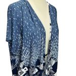 SJS Kimono Cardigan Womens 2XL Blue Geometric Open Front Relaxed Layering Flowy Size 2X Photo 1