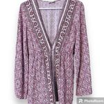 Altar'd State  small bohemian romper deep v-neck purple white long sleeves flowy Photo 0