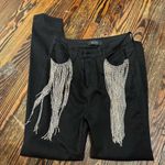 Akira  Size 5 black Rhinestone fringe jeans Photo 4