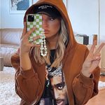 Princess Polly  Florida Oversized Zip Up Sweatshirt Brown, size 0 Photo 7