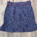 J.Crew Autumn Tweed Skirt Blue Red White Multi Color Size 8 Made in Italy Fabric Photo 2