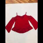 Red Crochet Lace Cold Shoulder Cami Peplum Flare Dress Top Size M Photo 5