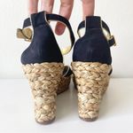 Ralph Lauren Lauren Ralph Lauren Wedge Sandals Sz 8 Womens Navy Gold Buckle Luxury Travel Photo 3