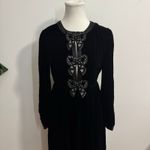 Saloni Camille Bow Beaded Dress Women 4 Black Velvet Silk Holiday Midi Quite Lux Photo 4