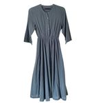 Jenni Kayne  Seersucker Blue Stripe Long Shirtdress size small with pockets Photo 4
