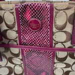 Coach Y2k  Signature Python Stripe Tote Bag Raspberry Photo 13