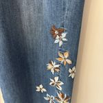 Driftwood  Royce Straight Leg Jeans Indigo Detached Floral Embroidery Medium Wash Photo 5
