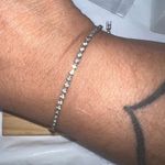 Vintage Prong Set Rhinestone Tennis Bracelet Silver Photo 2