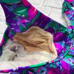 Maxine of Hollywood Vintage  One Piece Swimdress Purple Teal Floral Size 20W Belt Photo 5