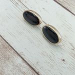 Vintage Clip On Earrings Small 5/8" Black Elongated Oval Photo 3