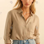 Wilfred  Free Apricot Top 2XL 3/4 length sleeve button down shirt Photo 0