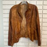 BLUR Italian Leather Distressed Blazer Jacket IT 44 / US 4 Tan Photo 1