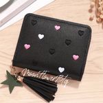 Black Heart Print Zip Top Wallet Photo 0