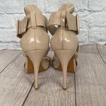 ALDO women 6 patent leather open toe wide ankle strap buckle heels beige Photo 10
